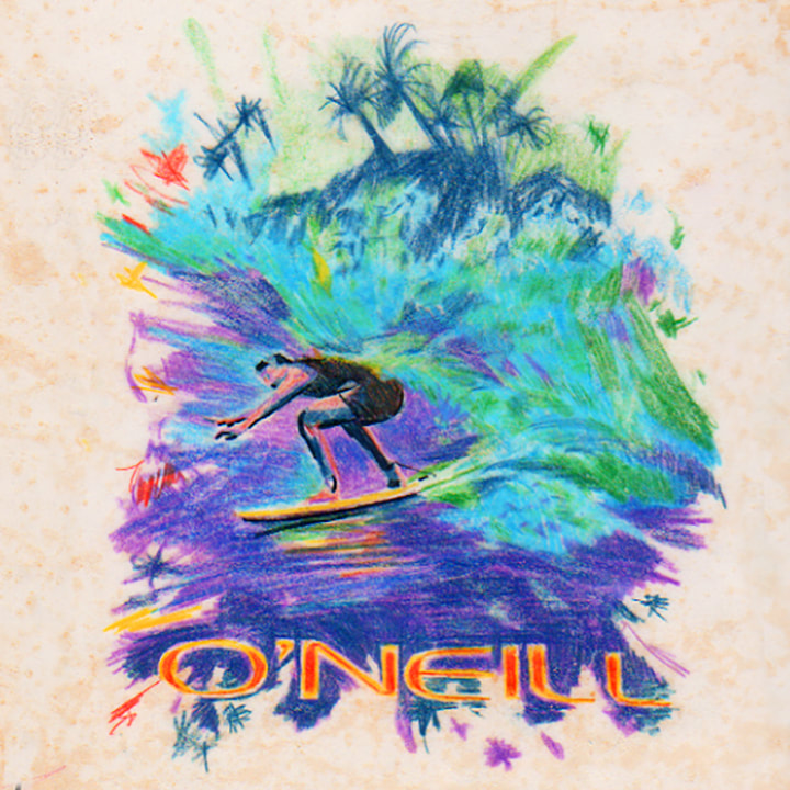 O’Neil abstract surf color pencil comp T-Shirt design by Dean Walker