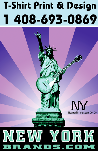 Custom T-Shirt Printing San Jose Statue of Liberty Playing Guitar